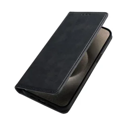 Leather Wallet Flip Case with Cover Stand for Moto G73 5G (Black)