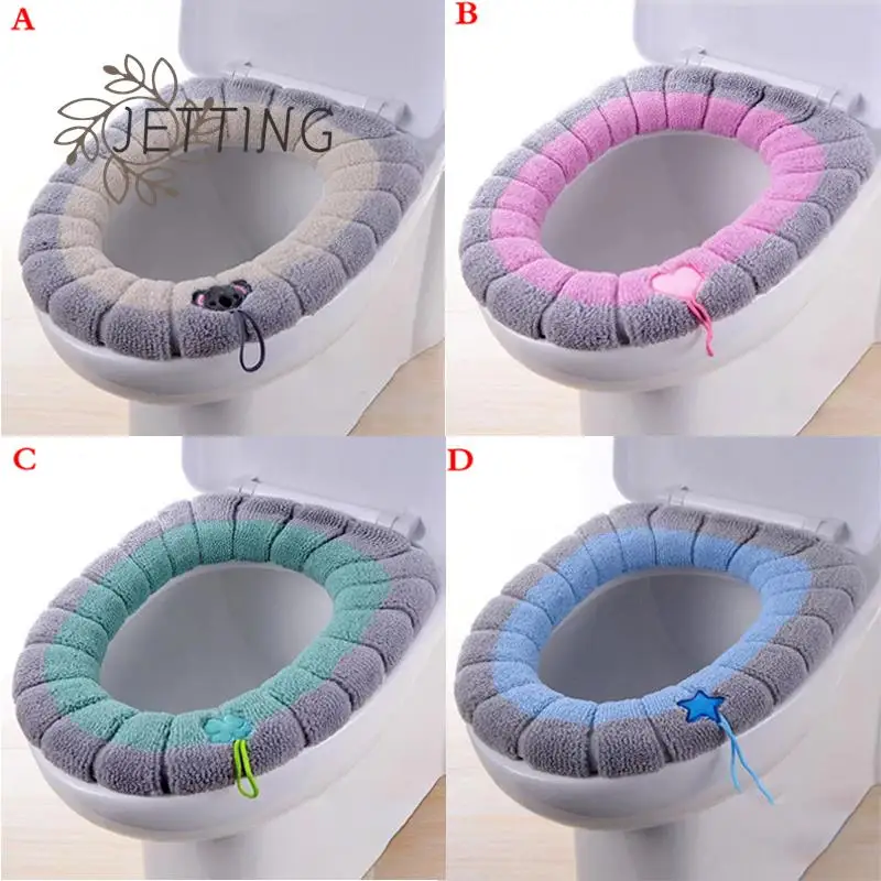 Soft Washable Winter Warm Toilet Seat Cover Mat Bathroom Toilet Pad Cushion With Handle Thicker Closestool Warmer Accessories toilet seat cover