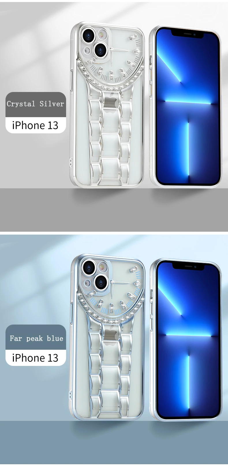 Smartphone For IPhone 13 12 11 Pro Max Three-Dimensional Transparent Fashion Watch Mobile Phone Case Anti Fall best cases for iphone 13 pro max