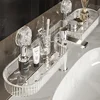 Bathroom Organizers,Suction Cups Wall Mount Faucet Shelf Transparent Reusable Toiletries Cosmetic Storage Rack for Under Mirror 4