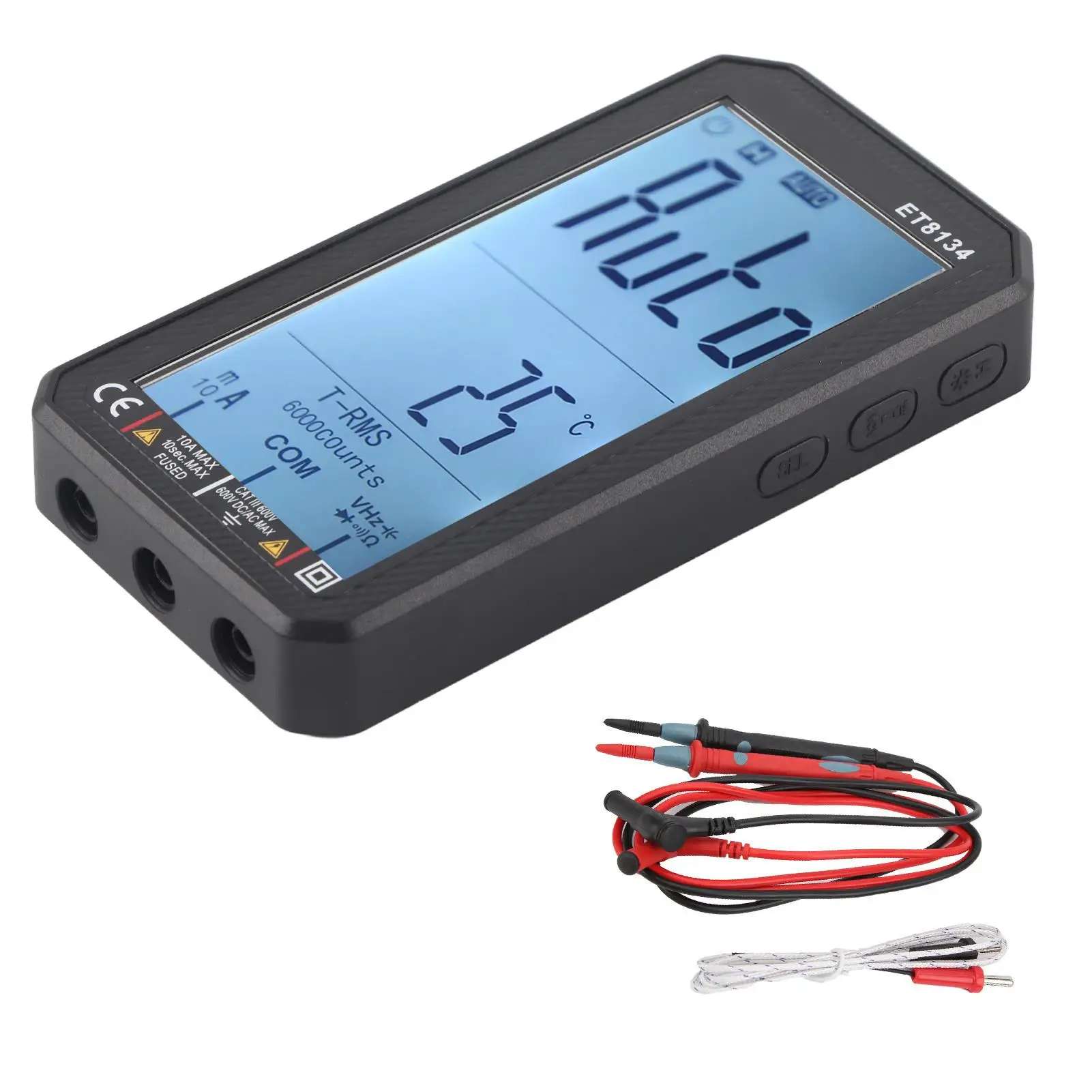 ET8134 Digital Multimeter-10A 600V LCD Multi-Function Ammeter with Alarm Feature