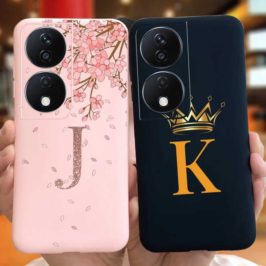 Fashion Crown Sakura Initial Letter Soft Silicon Phone Case - 2023 Edition