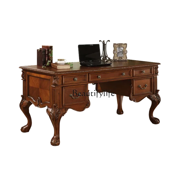 European solid wood desk home American retro boss desk