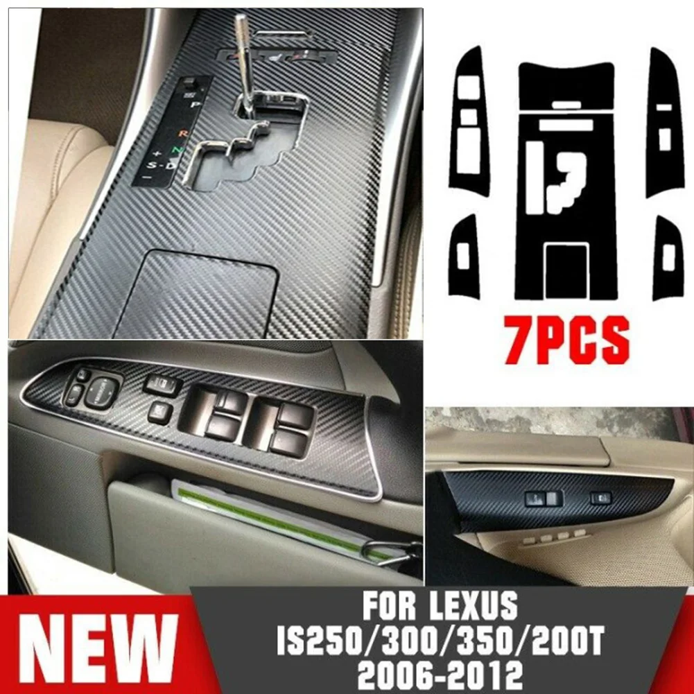 

7PCS Car Carbon Fiber Gear Shift Box Panel Cover Trim For LEXUS I 50 300 350 2012-2006 High Quality 3D Glossy Auto Interior