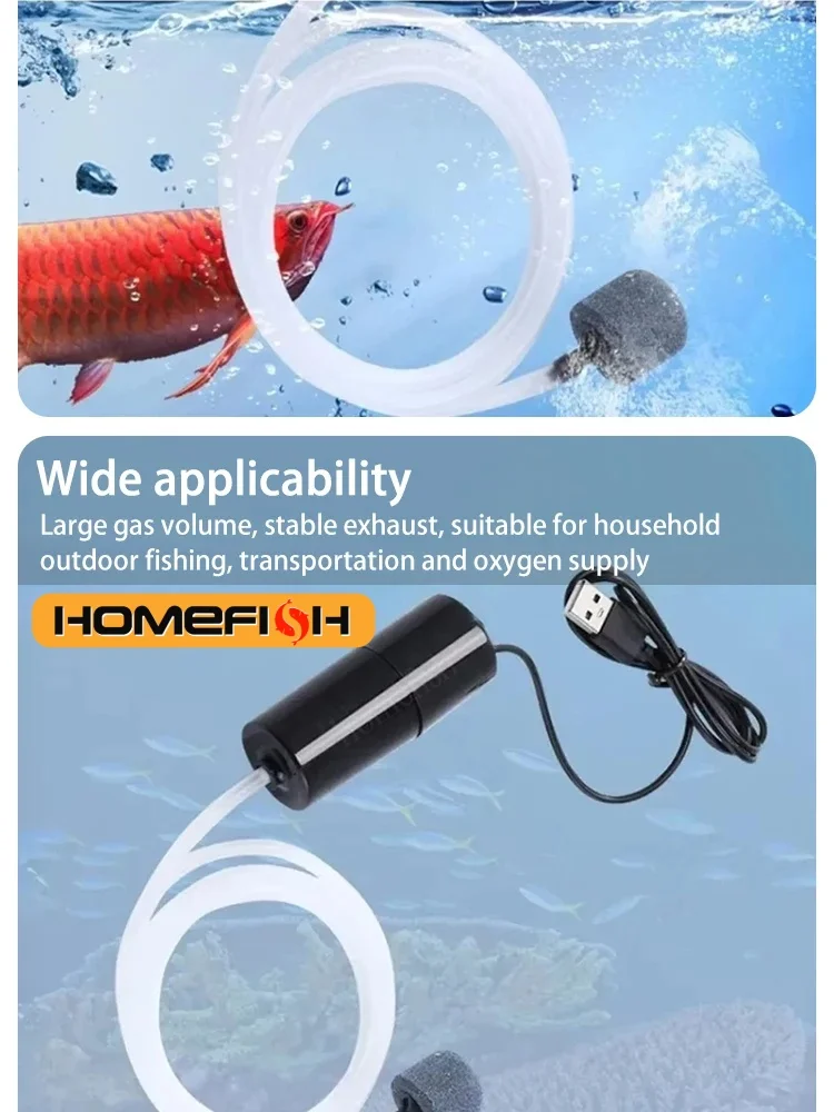 Portable USB Aquarium Air Pump Mini Oxygenator Fish Tanks Aquatic Accessories