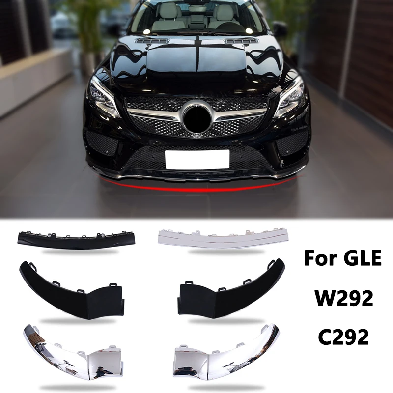 

Front Bumper Lip Spoiler Chrome Chromium Trim For Mercedes Benz GLE C292 W292 Coupe A2928850300 A2928850400 2928855822 2200 2300