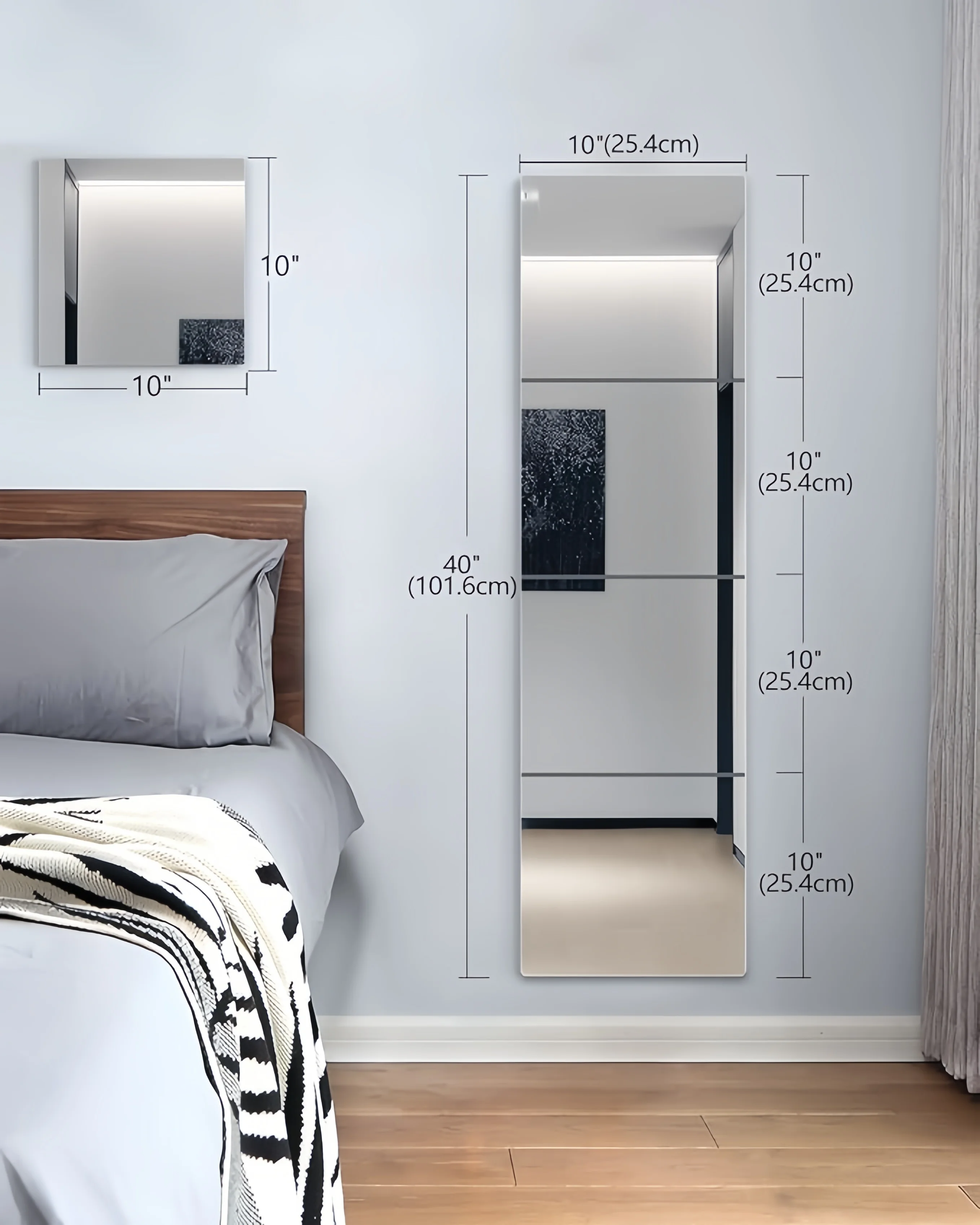 Mirror Wall Sticker Mirror Mosaic Tiles 4/8Pcs Wall Mirrors Unbreakable Full Length Wall Mirror Tiles Shatterproof for Kids 10" x10 Workout for Home Gym Body