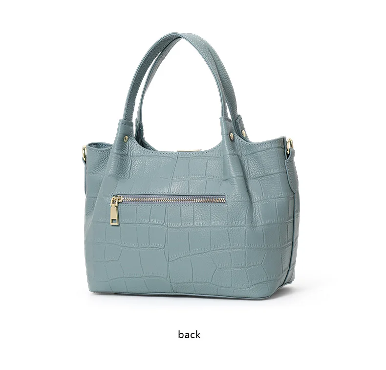 Echte Leder-Kuhhaut Damen-Tragetasche - Steinmuster, Konvertierbare Schulter- und Crossbody-Einkaufstasche – Detail 9