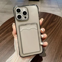 Shockproof Silicone Clear Case with Back Card Pocket Cover for Honor 200Smart (Grey)