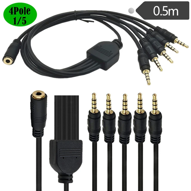 ERE 3.5mm Splitter Mic and Audio Cable,1 to 4 Ways 3.5mm (1/8) TRRS 4  Pole/3 Rings Male to 4 X Female Splitter Audio Cable - AliExpress