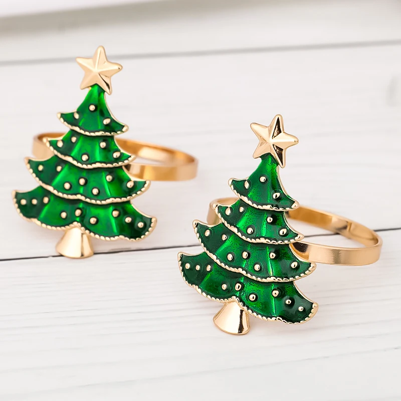 Christmas Napkin Rings Metal Napkin Holder Xmas Tree Deer Buckle for Party Table Decor Navidad New Year 1/3Pcs napkin ring christmas napkin holder