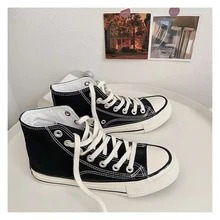  Woman Sneakers Shoes Vulcanize Canvas Casual Three Times Vulcanize Summer High Top Walking Flats For Women 