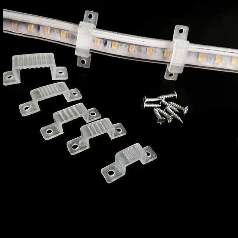 Silverdew 20 stuks waterdichte led-lichtstrips, neonledmontageclips, geschikt voor 10 mm tot 12 mm strips, met schroeven, lichtdoorlatend