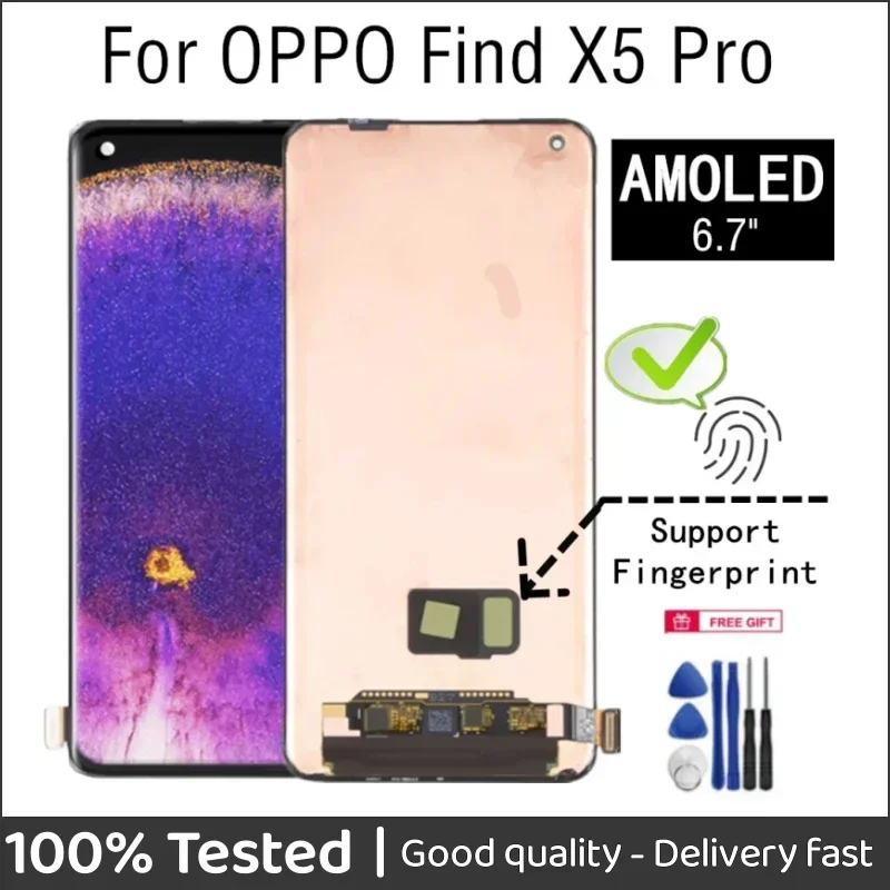 

For OPPO Find X5 Pro LCD Display Touch Screen Digitizer Assembly Replacement Accessory, 6.7 "AMOLED, PFEM10, CPH2305, PFFM20