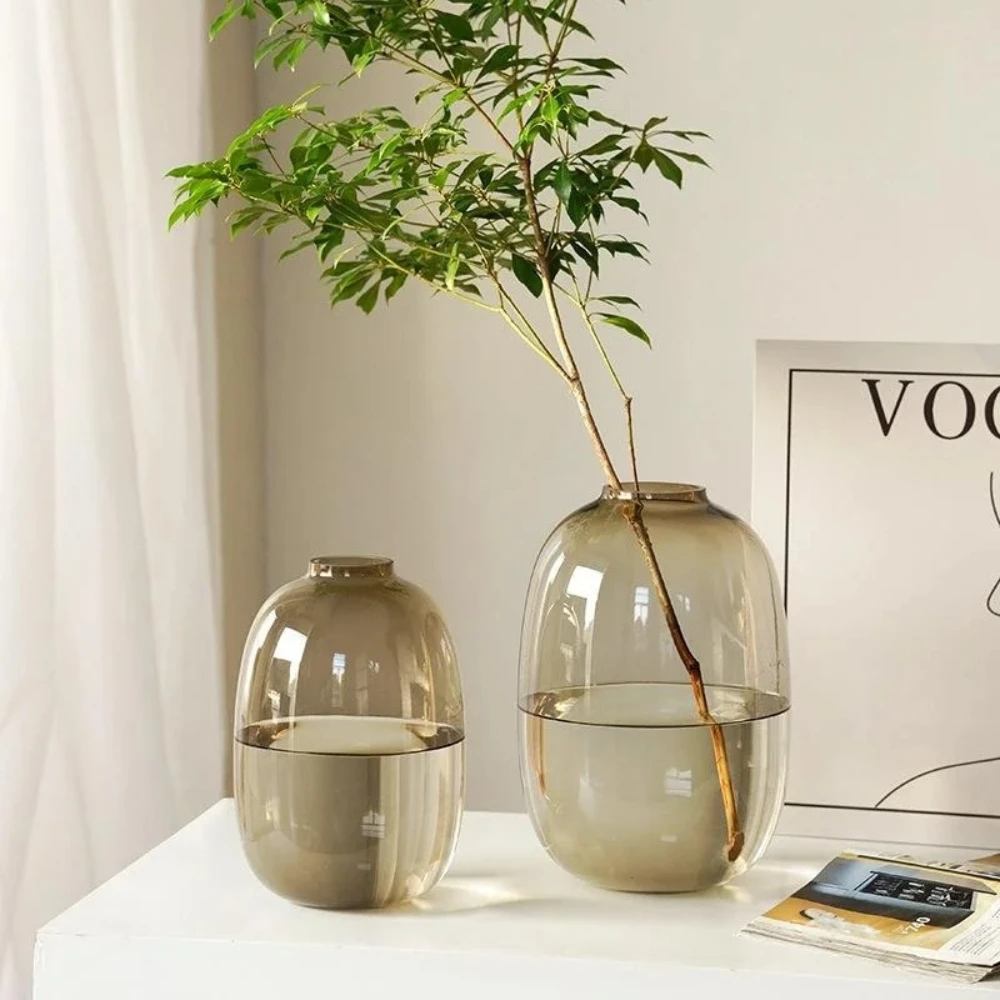 Elegant Nordic Oval Glass Vase for Fresh Flower Arrangements - Stylish Home Decor Piece