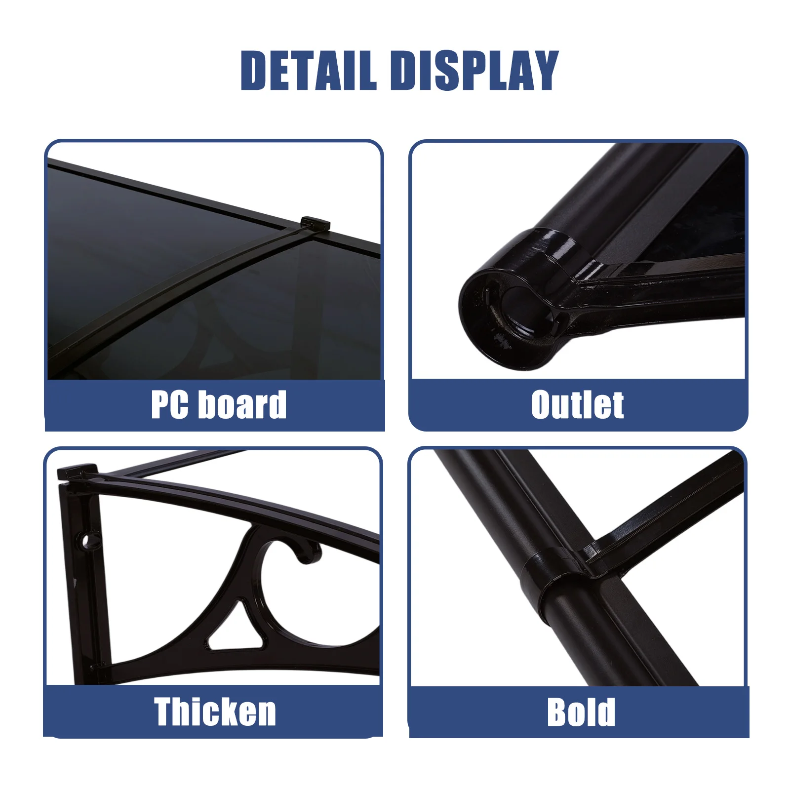 Polycarbonate Door Awning for Exterior Doors Deck Porch