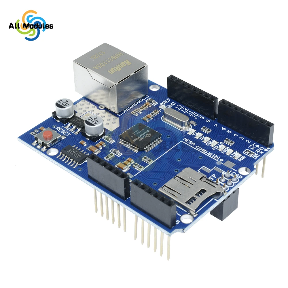 W5100 Shield Wiznet W5100 R3 Mega 2560 1280 328 Scheda Di Sviluppo Dell'Estensione R3 Per Modulo Porta Di Rete Arduino Micro Sd Card