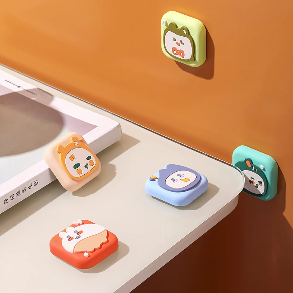 Silicone world Cute Mute Door Stoppers Wall Protection Safety Shock Absorber Door Handle Bumpers Self Adhesive Wall Protectors
