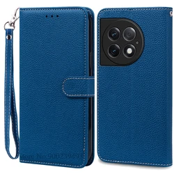 Leather Wallet Flip Phone Case - Elegant and Functional Cover with Card Holder and Stand for Oneplus Ace2 (Navy blue - Strap)