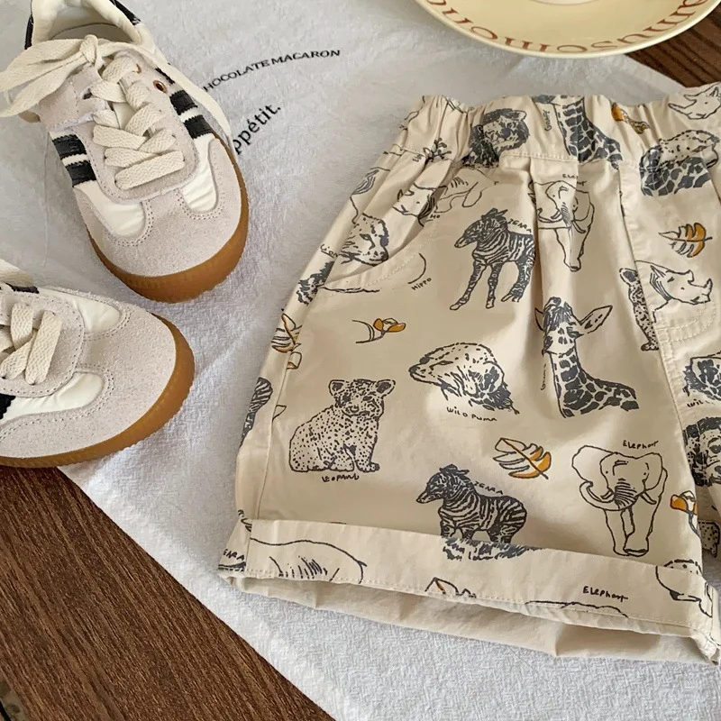 Children Summer Shorts Kids Boy Full Cartoon Printed Casual Loose Pants Girl Fashion Cotton Bottom Shorts 80-120CM kids shorts