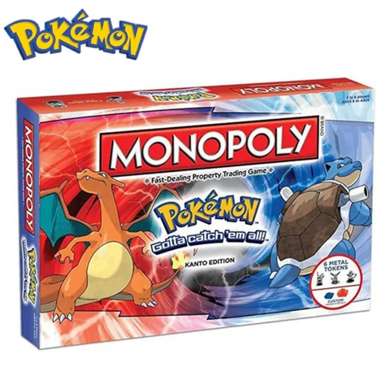 New All English Pokemones Monopoly Toys Board Game for adults and children 2-6 people party birthday Family Party Game kid Gifts