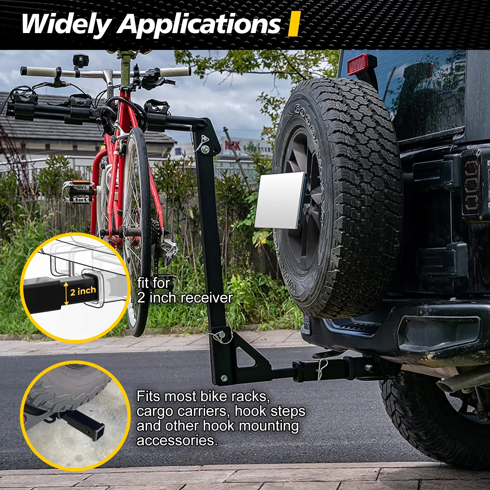 9.65" Trailer Hitch Extension With 2 Inch Receiver Tube Extender Wth 5/8 Inch Hitch Pin and Clips 3000KG GTW caravan hitch cover d ring shackle hitch