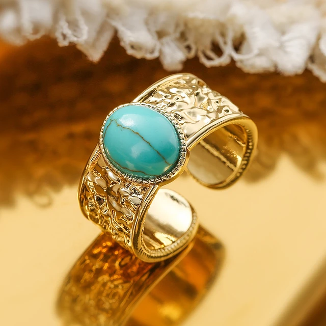 The Phoenix - Women's Sterling Silver & Turquoise Ring + Gold Flakes –  Rustic and Main