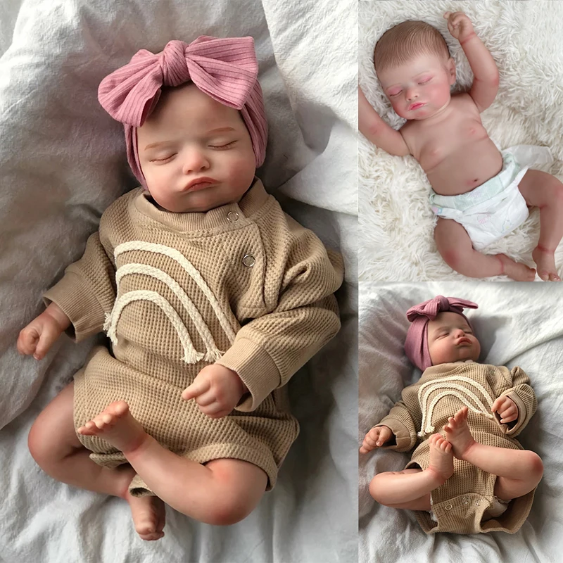 

45cm Full Body Vinyl Sleeping Baby Rosalie Reborn Baby Dolls Lifelike Soft Touch 3D Skin with Visbile Veins Collectible Art Doll