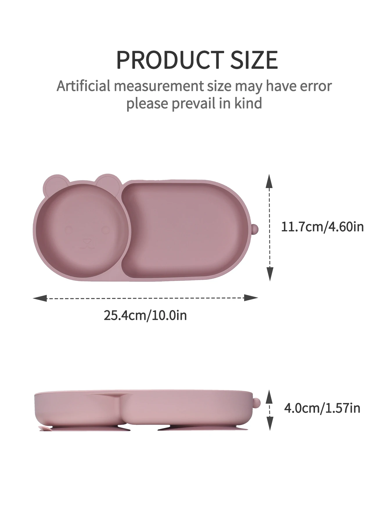 Baby Silicone Suction Cup Bowl Cute Bear Design Macaron Color 100% Food Grade Silicone BPA Free Double plate design for meals 6