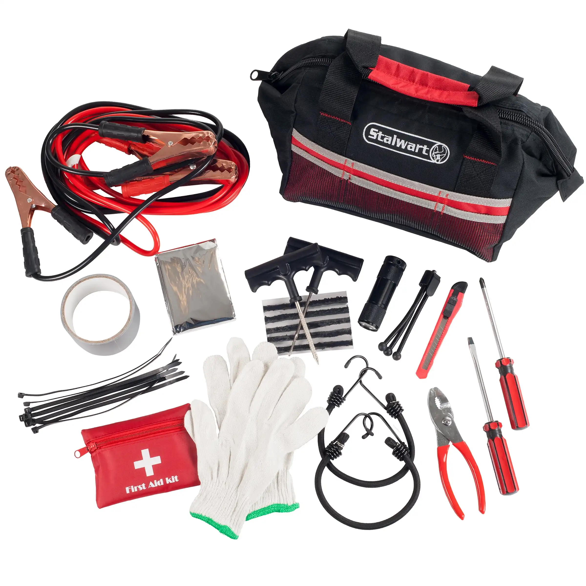 

Stalwart 55 Piece Emergency Roadside Kit with Travel Bag , Red