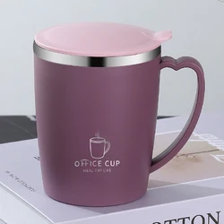 Insulated Stainless Steel Coffee Mug with Handle - 350ml Leak-Proof Thermos Cup - 350ml (PURPLE)