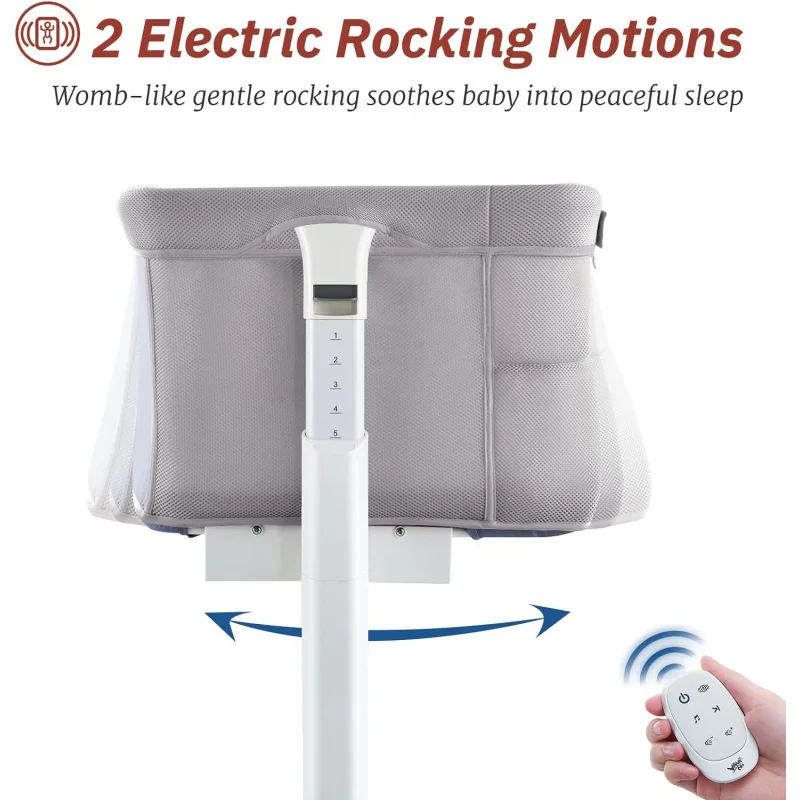Rocking Bassinet for Baby Automatic Bedside Electric Cradle 5 Heights Adjustable Sleeper Babies Infant
