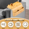 Couch Cup Holder Bamboo Sofa Armrest Tray Foldable Anti-Slip with Side Storage Pocket Remote Control Cups Snack Organizer 2
