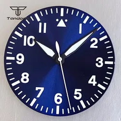 Luminous Multi - Color Watch Dial and Hands Set in Pilot Style - Fit Miyota82 DG2813 (Blue dial hands)
