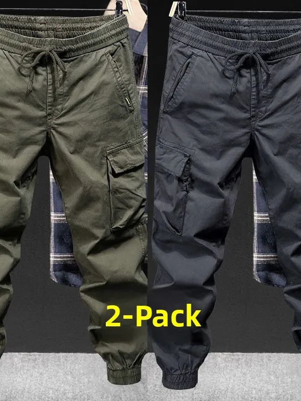 Loose Casual Workwear Pants for Men Spring Autumn Multi kets Dstring Slimming Large Size Trendy Brand Leisure Long Trou... - 3