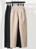 3 Colors Woolen Pants Women's Harem Pencil Pants 2024 Autumn Winter High Waist Elastic Korean Style Lady Suit Pants Trousers 1