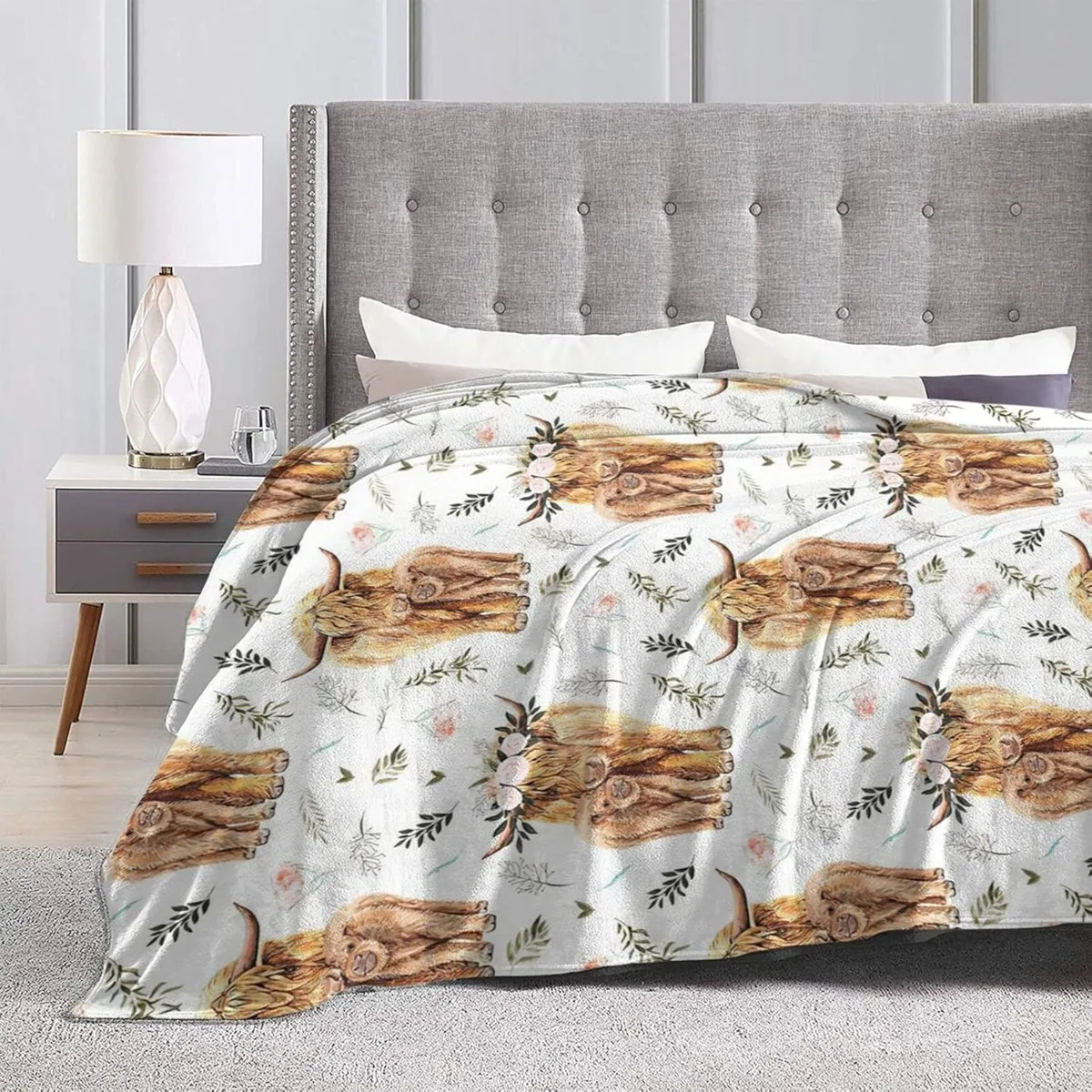 Highland Cow Print Blanket and Throws Cute Farm Animal Cow Gifts Soft  Warm Bedding Blanket for Girls Kids Adults Couch Travel 4