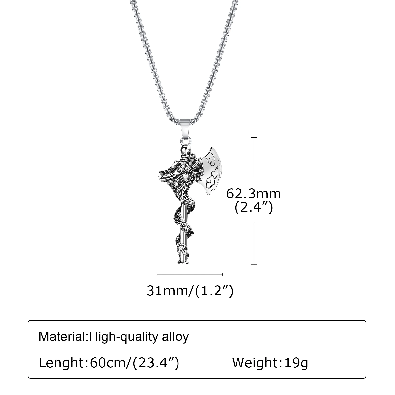 Mprainbow Axe Dragon Pendant Necklaces for Men Boys,Rock Punk Lucky Cloud Biker Collar,Gothic Ethinic Jewelry