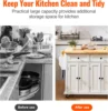 Kitchen Island Cart with Solid Wood Top, 35.4" Width Mobile Carts with Storage Cabinet, Rolling Kitchen Table with Spice Rack 4