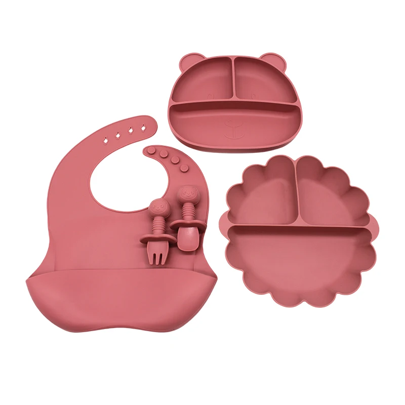 Baby eating training tableware shape simple with suction cups soft silicone easy to clean baby children tableware set