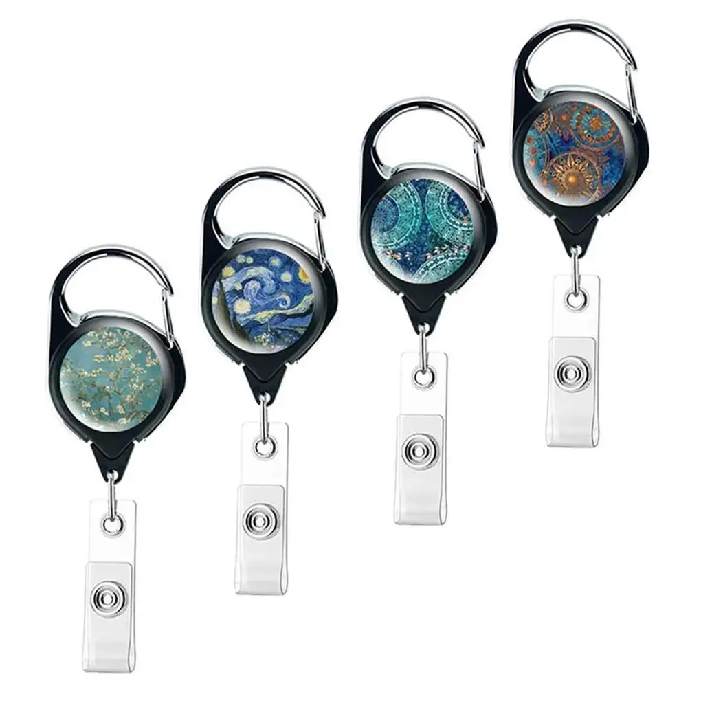 

4Pcs Cards Holders with Carabiner Practical Funny Badge Holder Lanyard Clips