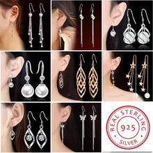 S925 Sterling Silver Color Simple Round Bling CZ Zircon Stone Stud Earrings Fashion Jewelry Korean Earrings for Women Girl