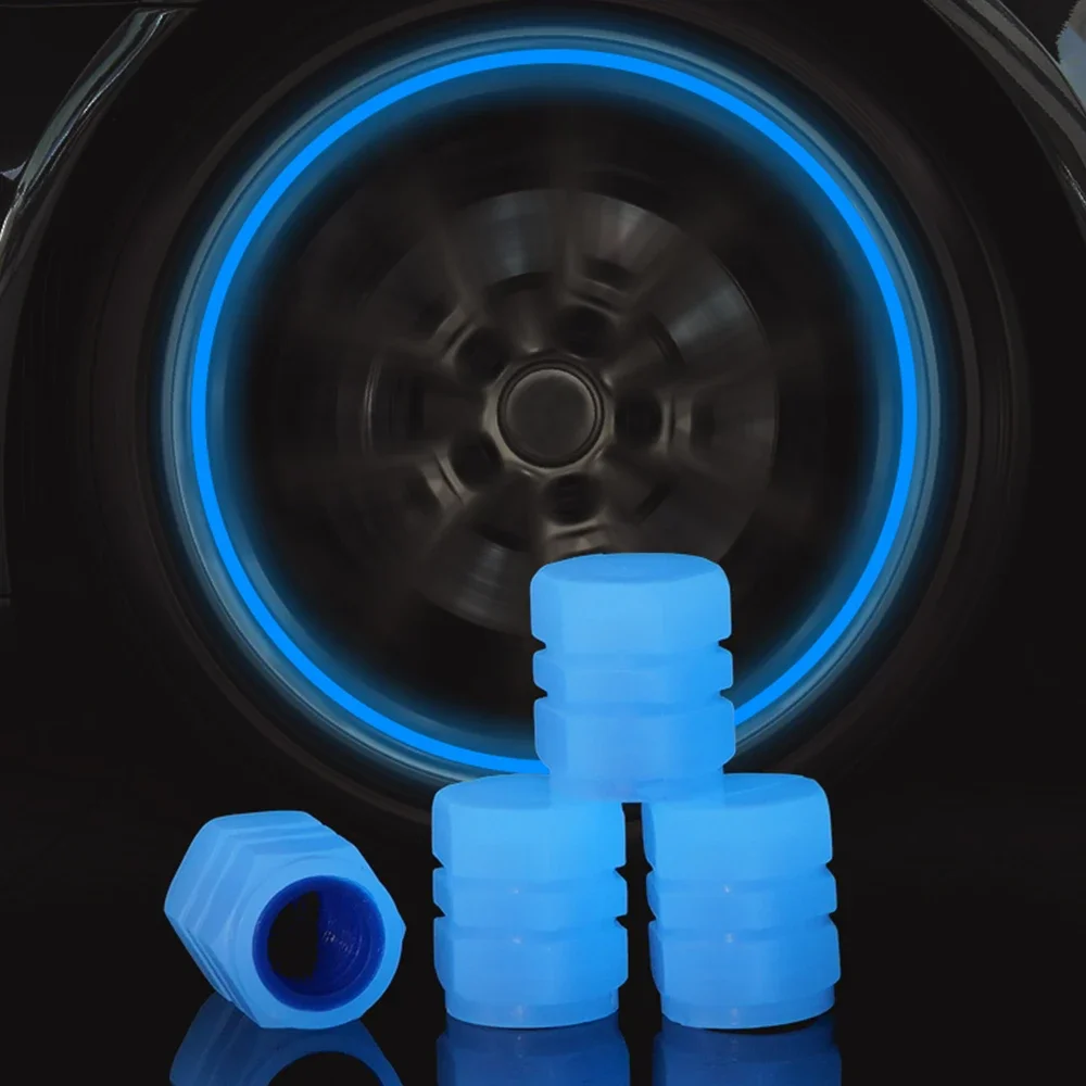 Motorcycle Valve Core Electric Scooter Accessories Car Tire Fiber Hat Light Luminous Scooters Cycling Sports 4pcs