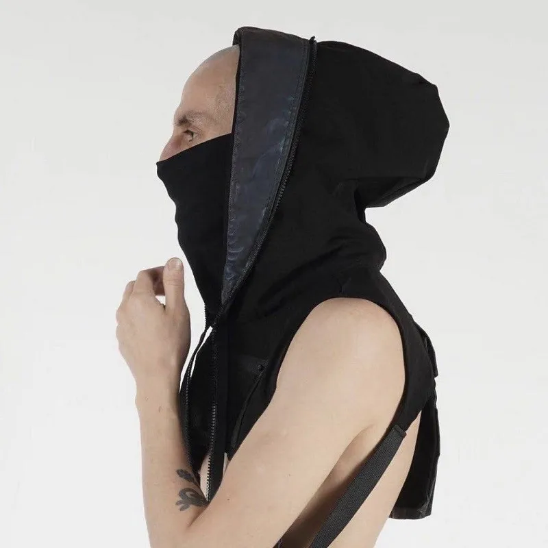 18AW techwear classic cyberpunk black zipper scarf fashion darkwear Wasteland Punk (improve from acronym) winter accessories