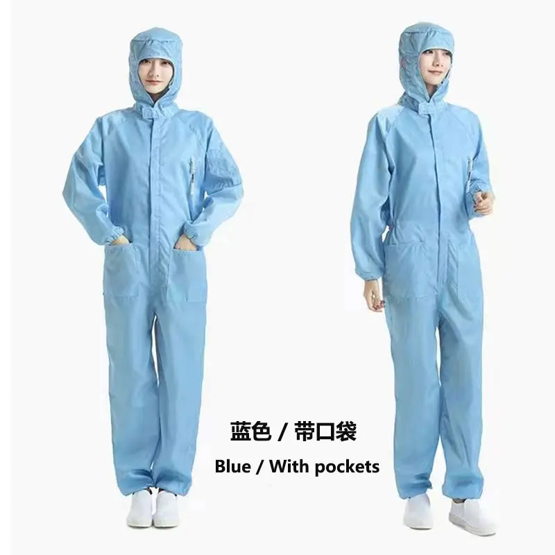 Unisex Labor Garments Anti-Static Clothing Hooded One-piece Dust-Proof Clean protective overalls electrostatic clothing