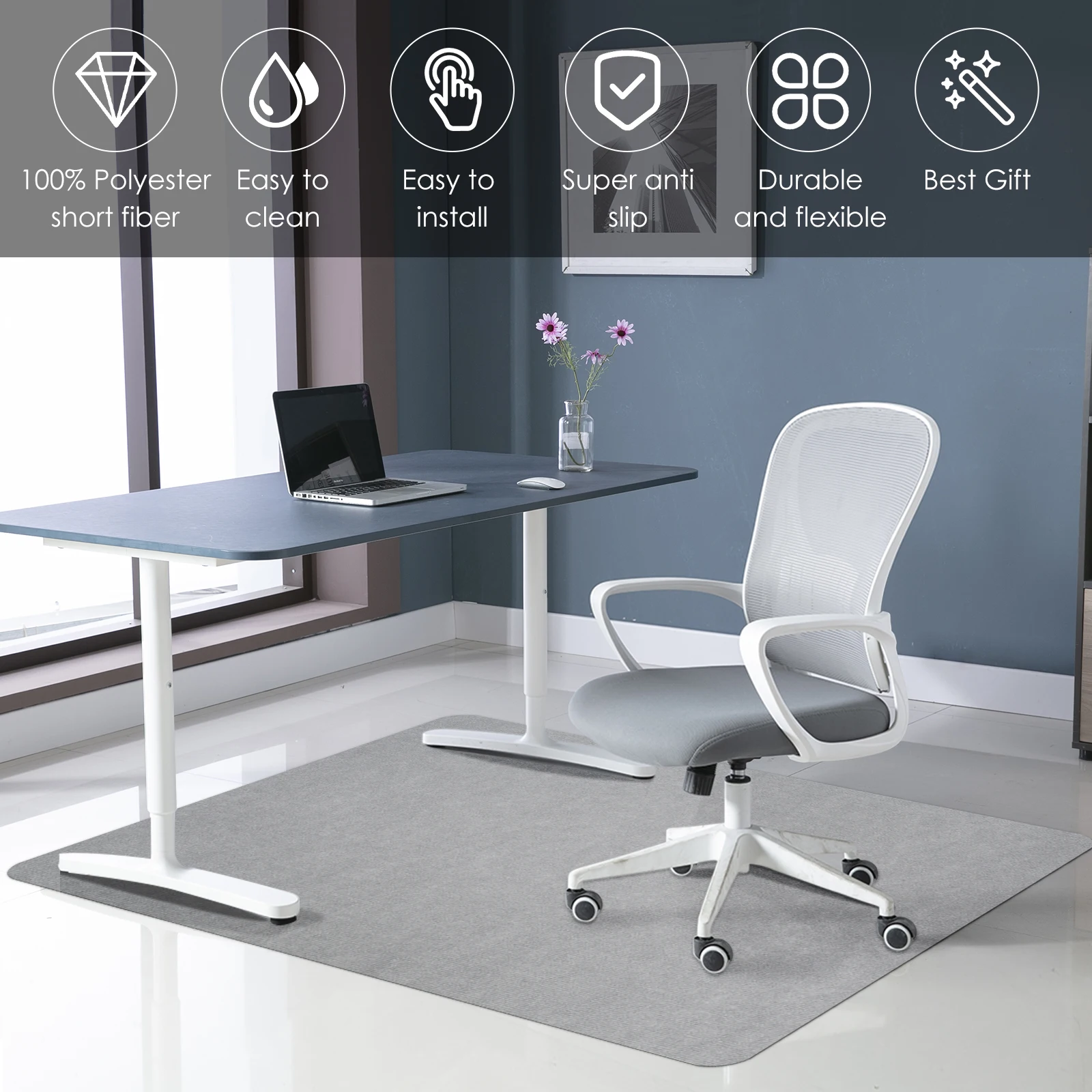 Office Chair Mat Anti Slip Desk Chair Mat Protective Rolling Easy Clean Floor Protector Premium Under Desk Rug floor mat