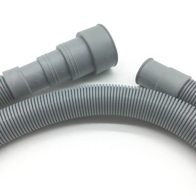 Tubo Di Scarico Per Lavatrice E Lavastoviglie – 1,5 Metri, Diametro 23/20 Mm, Con Connettore, Gancio E Fascette – Ricambio Universale Grigio