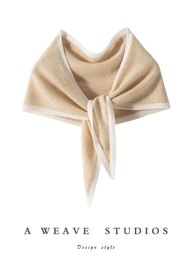 CHICUU Women 100% Cashmere Scarf Triangle Scarf Grace Simple Style Office Lady Luxury Short Autumn Winter Cashmere Tops