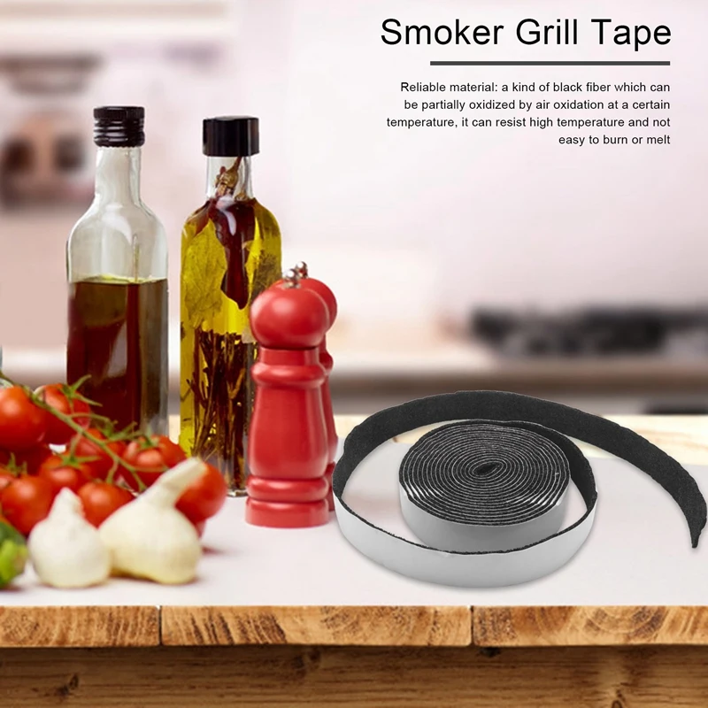 BBQ Smoker Gasket Self Stick Grill Tape High Temp Grill Seal Self Stick Gasket 2 Pack