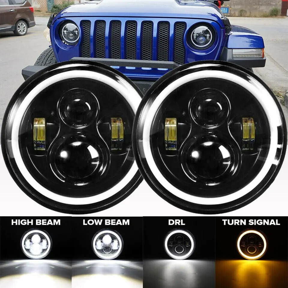 Phare LED 5.75 Pouces Pour Moto/Jeep/Lada - H4, 6000K Blanc, IP67, 12-30V - Remplacement Direct, Éclairage Puissant